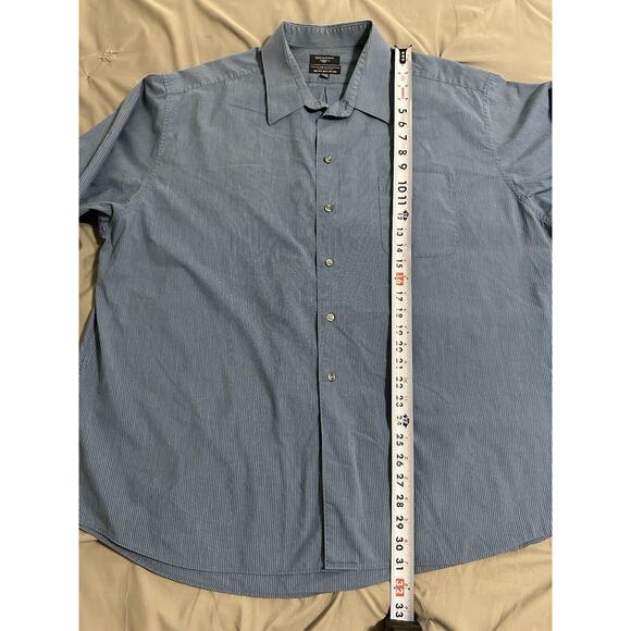 Dockers Men’s Button Down Shirt size XXL Blue Striped Long Sleeve Casual Dressy - Picture 8 of 11